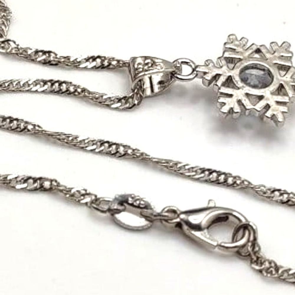 925 Silver Necklace W/ Snowflake Winter CZ Gemstone Birthday Anniversary Gift